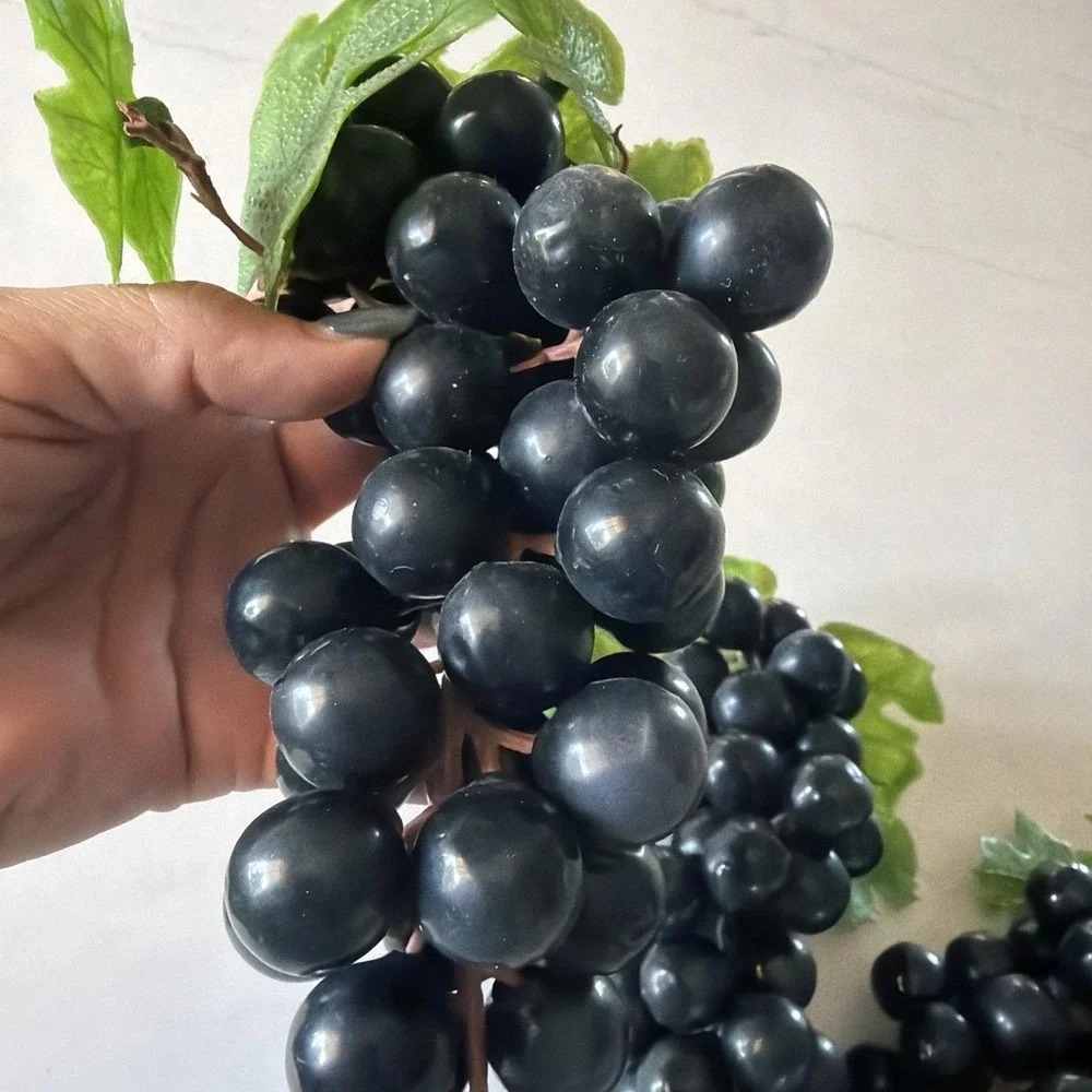 Lot of 3 Faux Fake Purple Black Grape Cluster Soft Plastic/Rubber Photo Prop VTG